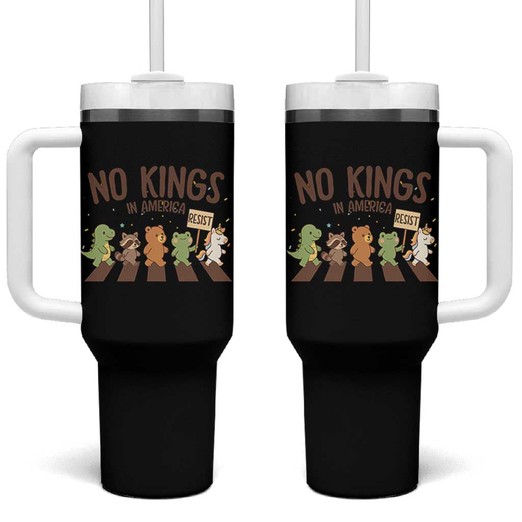 No Kings in America Tumbler With Handle Resist Protest Cute Animal Resistance March - Wonder Print Shop