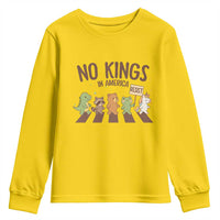 No Kings in America Youth Sweatshirt Resist Protest Cute Animal Resistance March - Wonder Print Shop