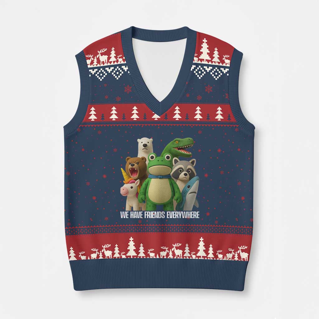 United Mascots Protest V-Neck Knit Sweater Vest We Have Friends Everywhere - Wonder Print Shop