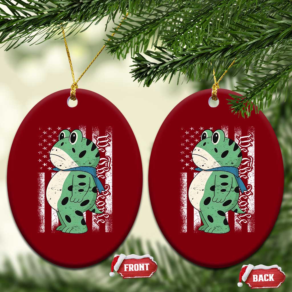 We The People Portland Frog Ceramic Ornament Patriotic Protest American Flag - Wonder Print Shop