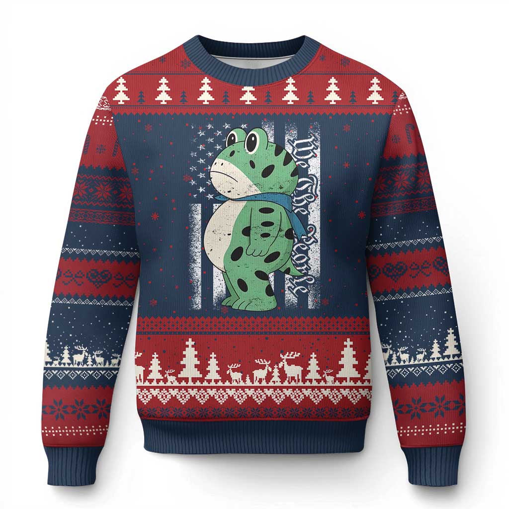 We The People Portland Frog Ugly Christmas Sweater Patriotic Protest American Flag - Wonder Print Shop