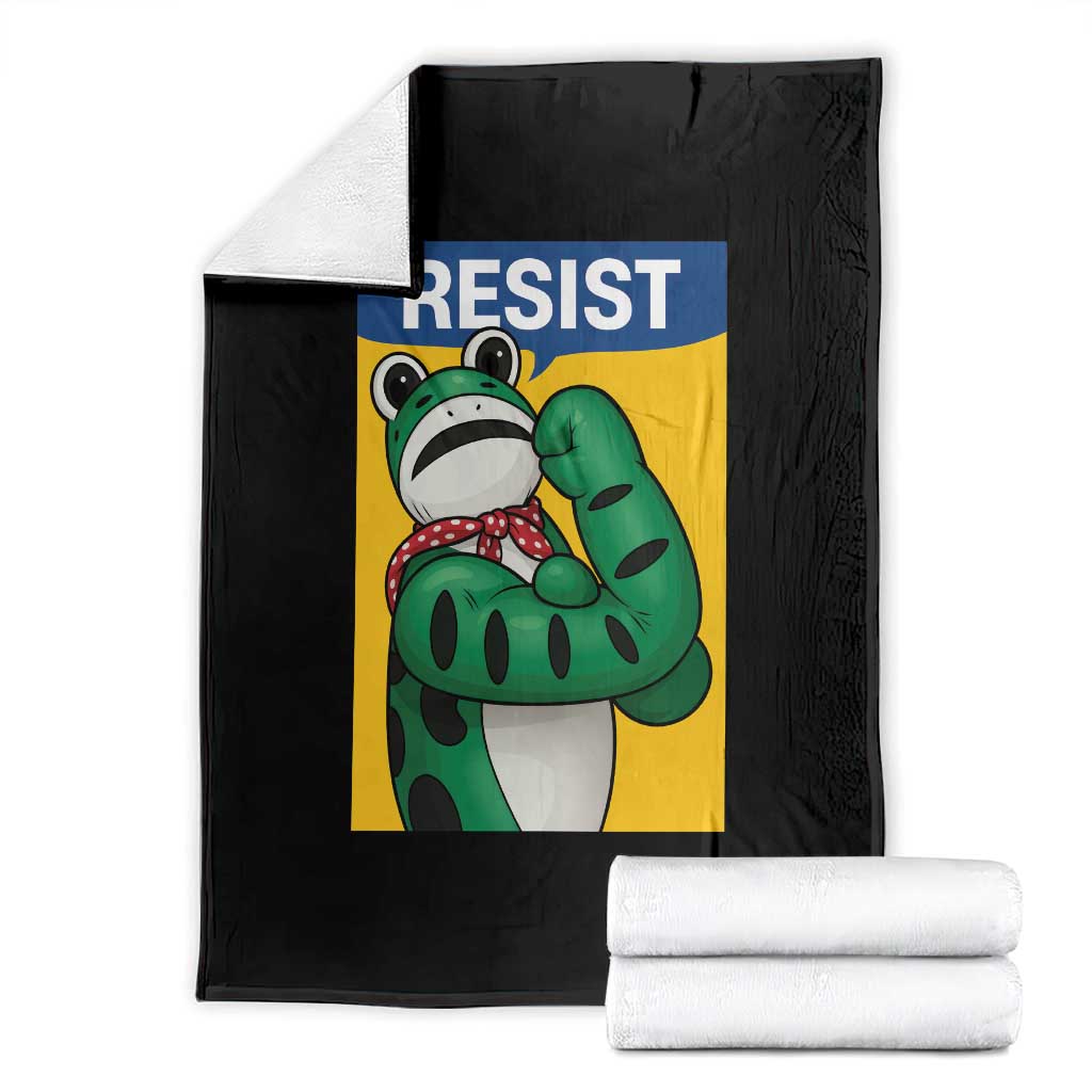 Resist Rosie Frog Throw Blanket Protest Parody Feminist Retro Poster - Wonder Print Shop