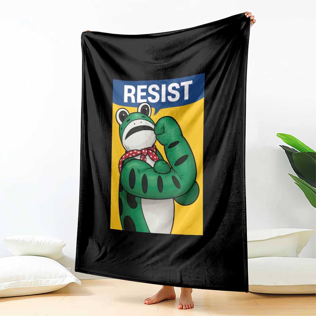 Resist Rosie Frog Throw Blanket Protest Parody Feminist Retro Poster - Wonder Print Shop