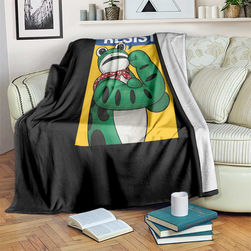 Resist Rosie Frog Throw Blanket Protest Parody Feminist Retro Poster - Wonder Print Shop