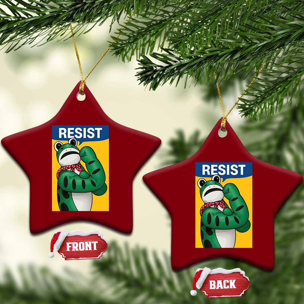 Resist Rosie Frog Ceramic Ornament Protest Parody Feminist Retro Poster - Wonder Print Shop