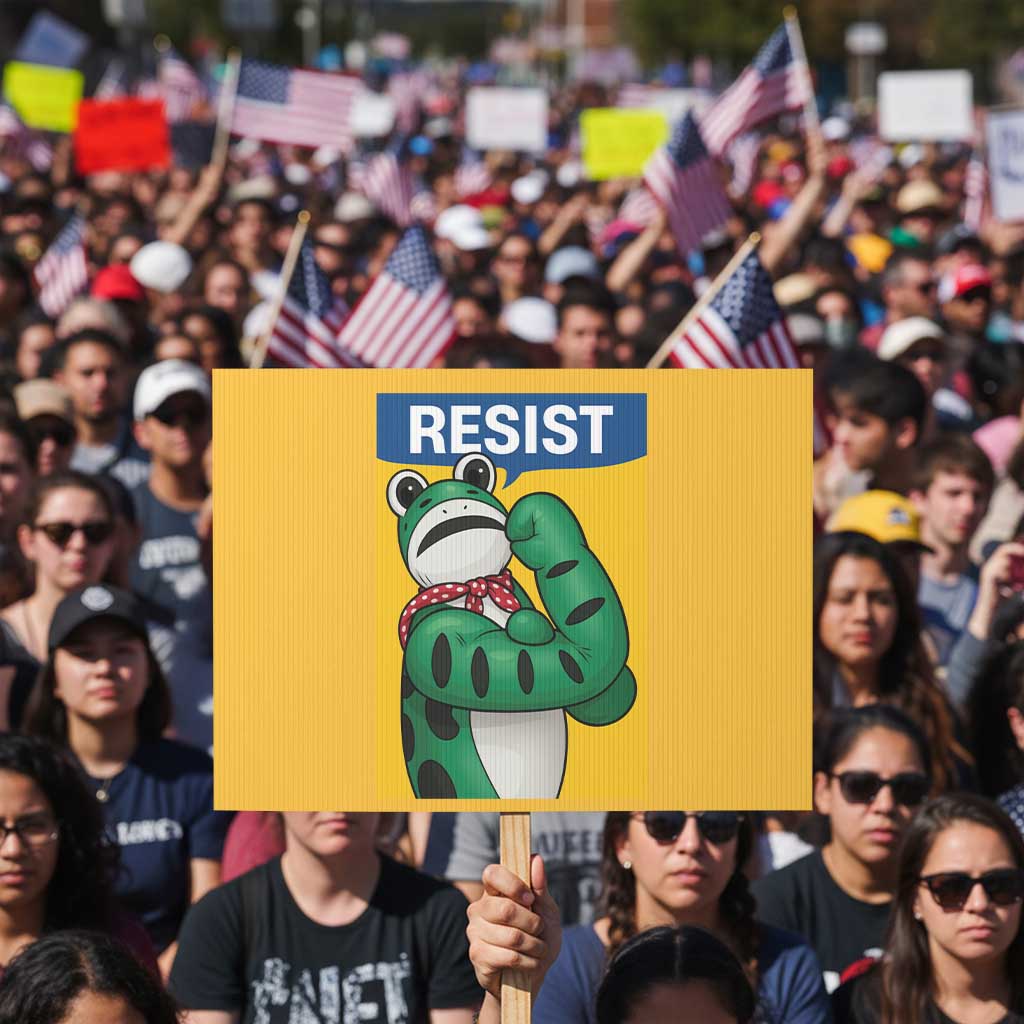 Resist Rosie Frog Protest Sign Protest Parody Feminist Retro Poster - Wonder Print Shop
