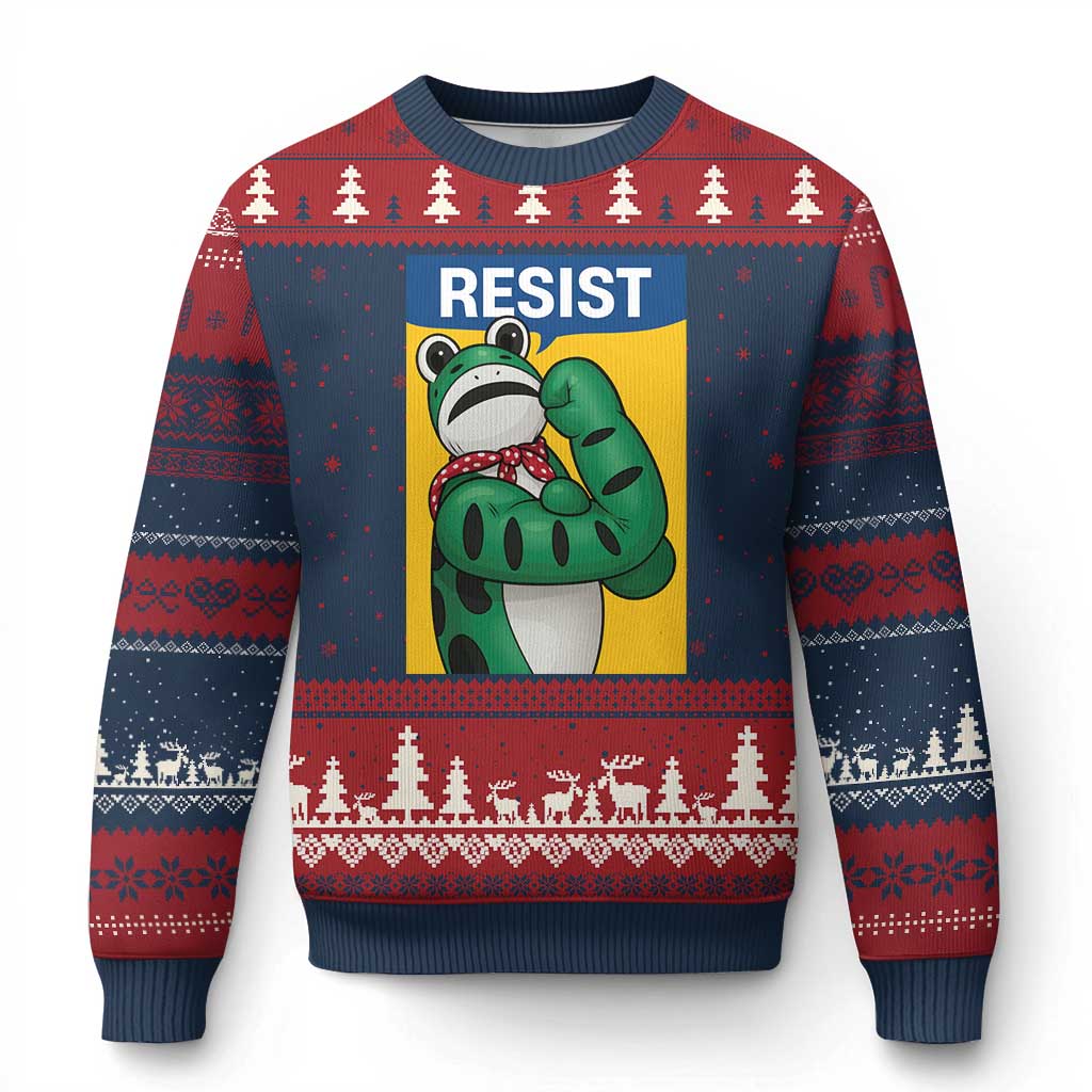 Resist Rosie Frog Ugly Christmas Sweater Protest Parody Feminist Retro Poster - Wonder Print Shop