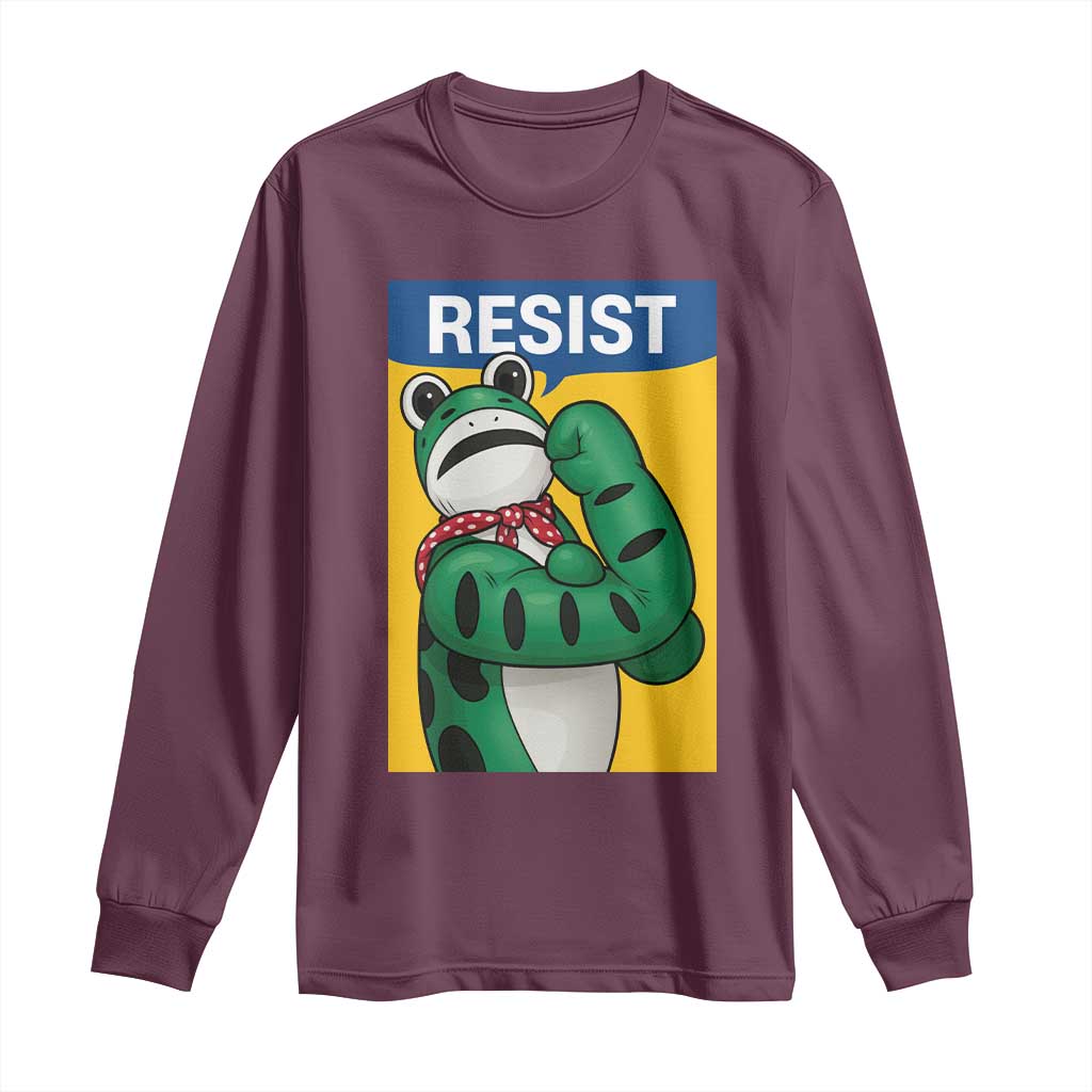 Resist Rosie Frog Long Sleeve Shirt Protest Parody Feminist Retro Poster - Wonder Print Shop