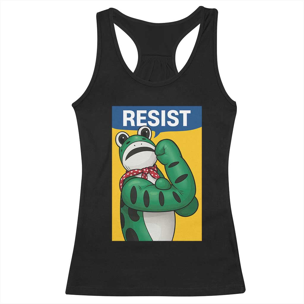 Resist Rosie Frog Racerback Tank Top Protest Parody Feminist Retro Poster - Wonder Print Shop