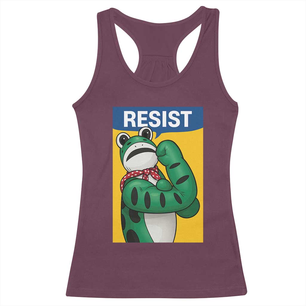 Resist Rosie Frog Racerback Tank Top Protest Parody Feminist Retro Poster - Wonder Print Shop