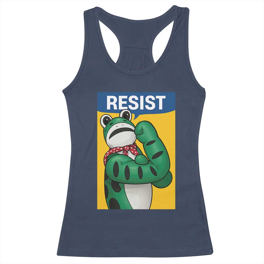 Resist Rosie Frog Racerback Tank Top Protest Parody Feminist Retro Poster - Wonder Print Shop