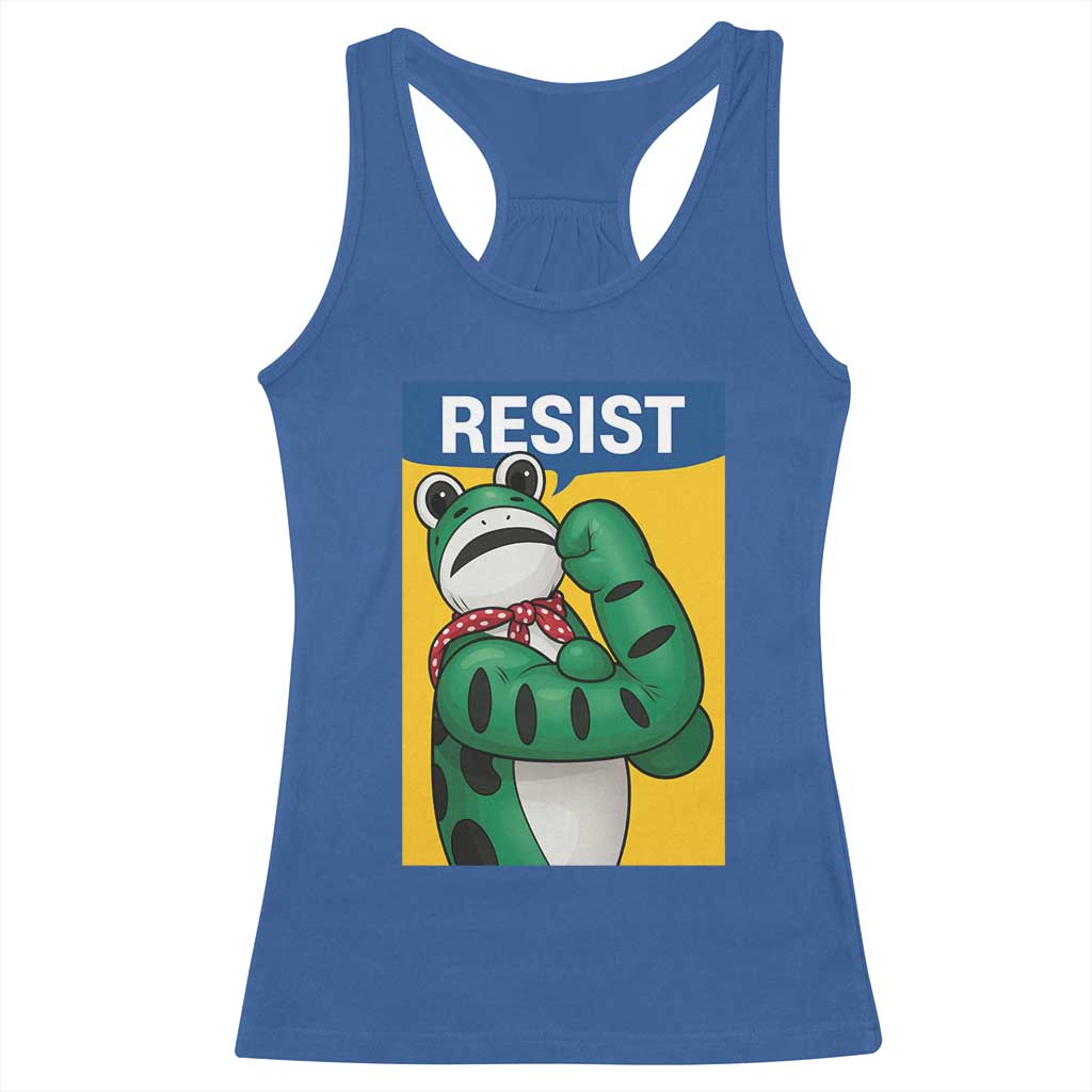 Resist Rosie Frog Racerback Tank Top Protest Parody Feminist Retro Poster - Wonder Print Shop