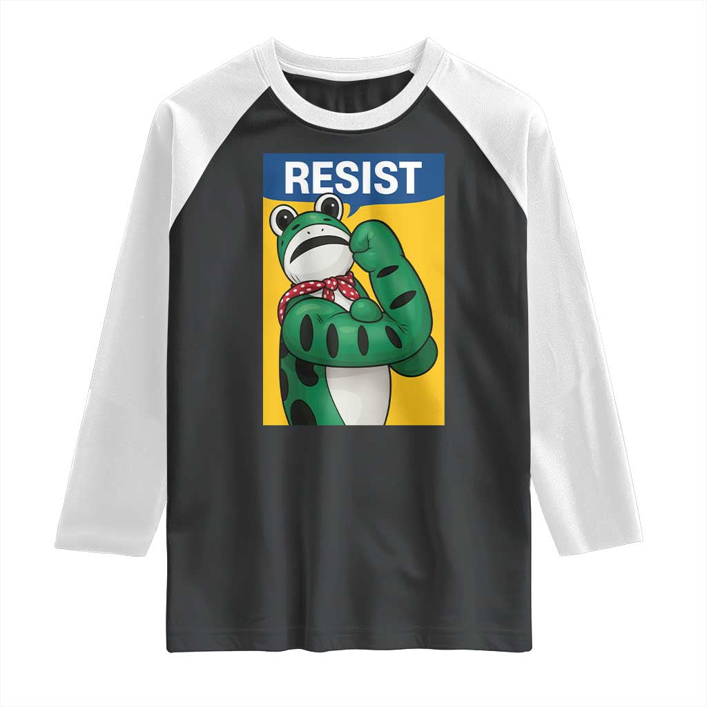 Resist Rosie Frog Raglan Shirt Protest Parody Feminist Retro Poster - Wonder Print Shop