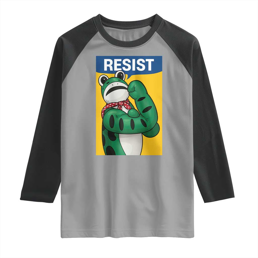 Resist Rosie Frog Raglan Shirt Protest Parody Feminist Retro Poster - Wonder Print Shop