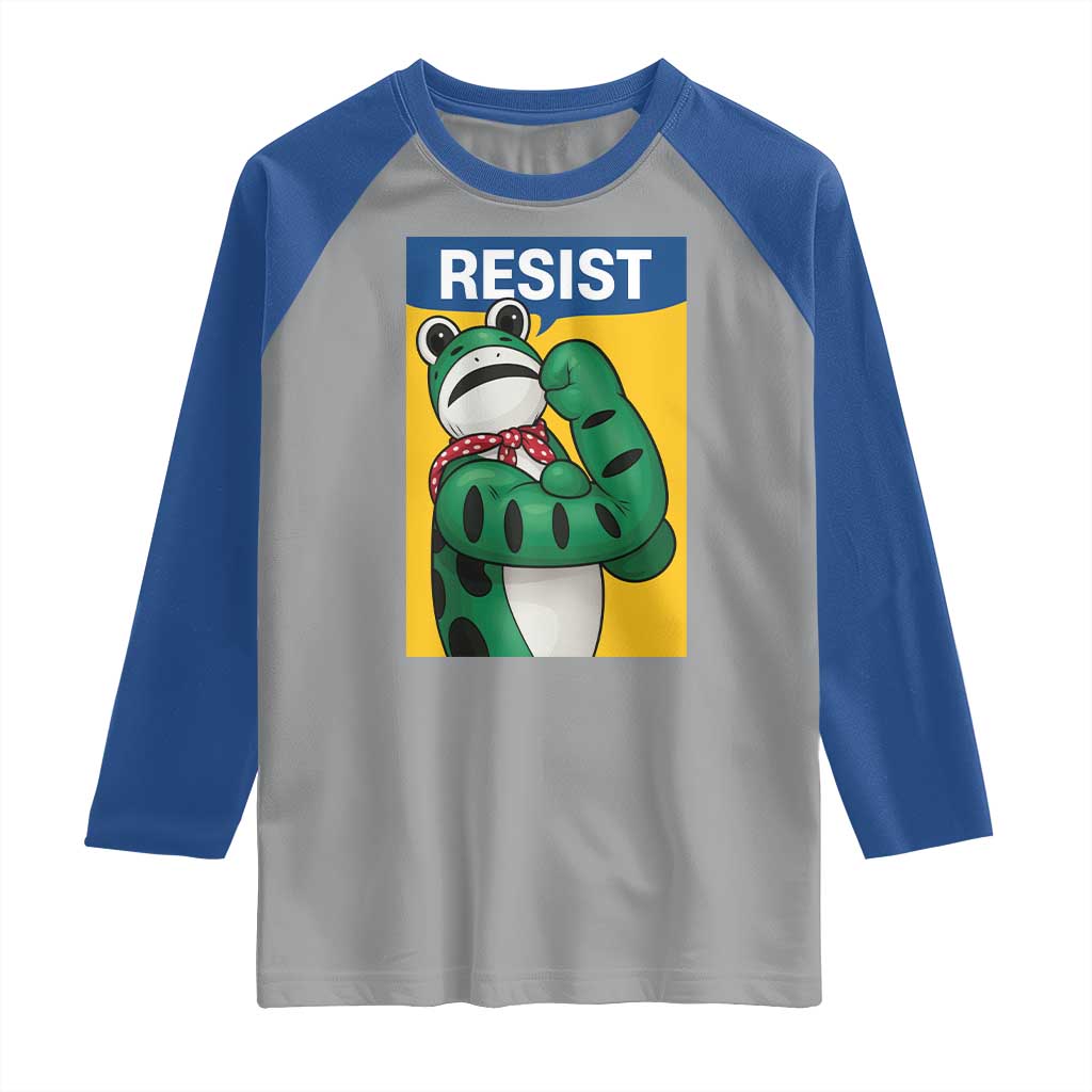 Resist Rosie Frog Raglan Shirt Protest Parody Feminist Retro Poster - Wonder Print Shop