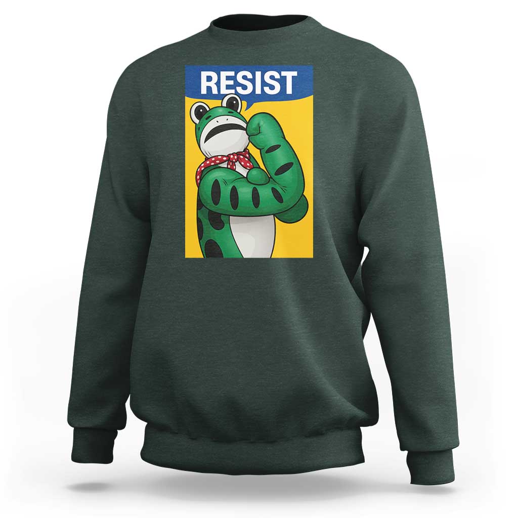 Resist Rosie Frog Sweatshirt Protest Parody Feminist Retro Poster - Wonder Print Shop