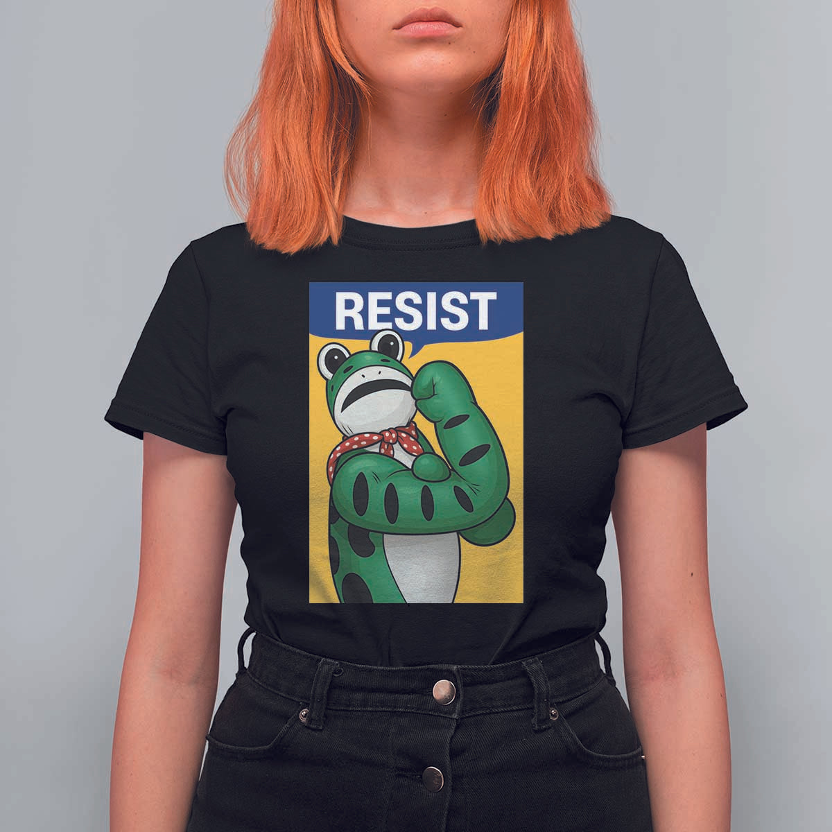Resist Rosie Frog T Shirt For Women Protest Parody Feminist Retro Poster - Wonder Print Shop