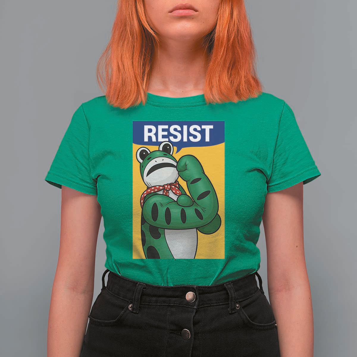 Resist Rosie Frog T Shirt For Women Protest Parody Feminist Retro Poster - Wonder Print Shop