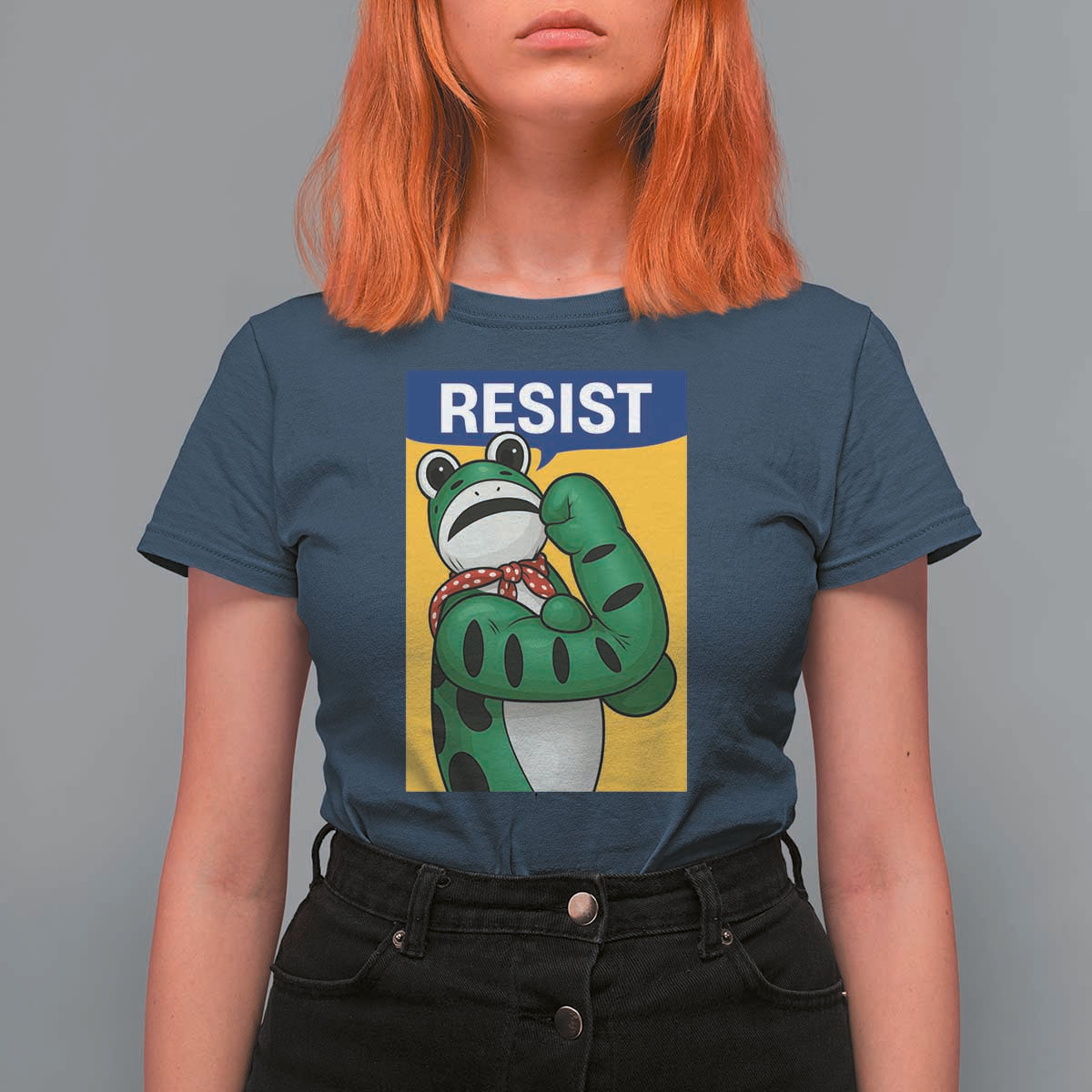 Resist Rosie Frog T Shirt For Women Protest Parody Feminist Retro Poster - Wonder Print Shop
