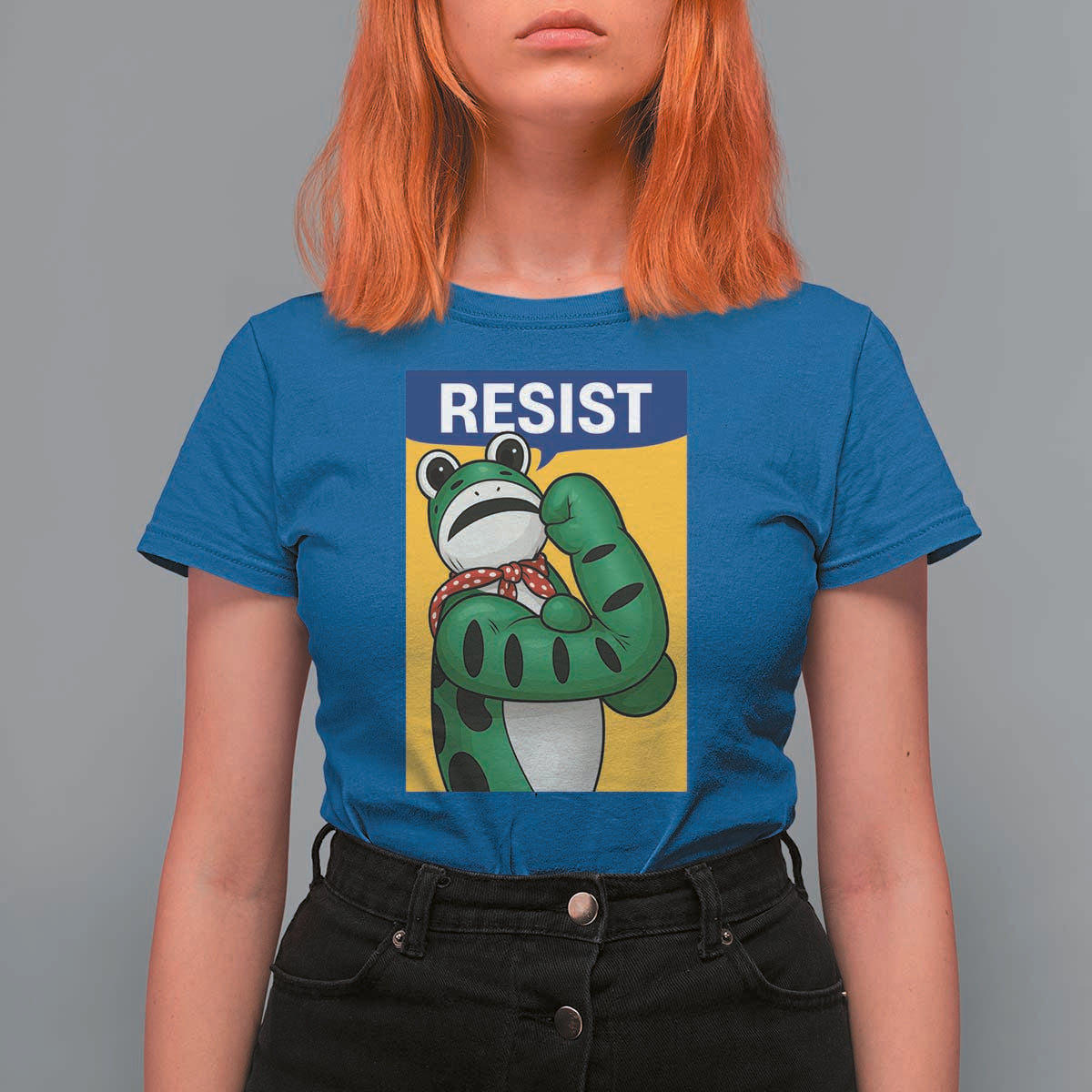Resist Rosie Frog T Shirt For Women Protest Parody Feminist Retro Poster - Wonder Print Shop
