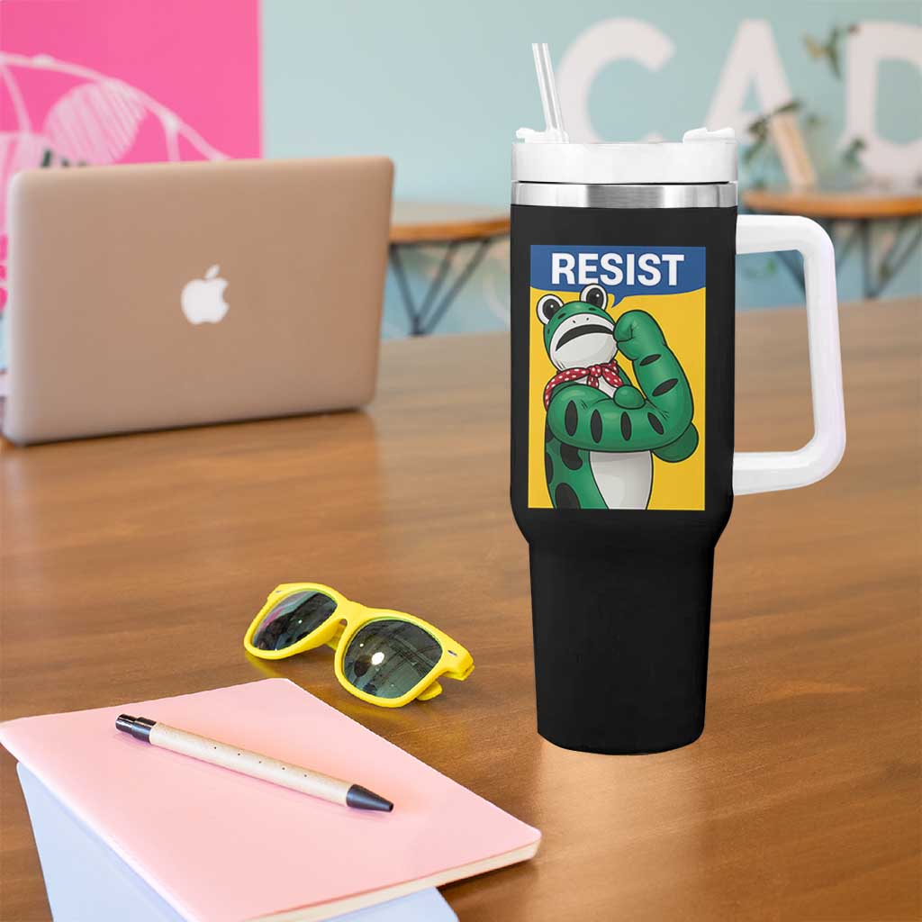 Resist Rosie Frog Tumbler With Handle Protest Parody Feminist Retro Poster - Wonder Print Shop