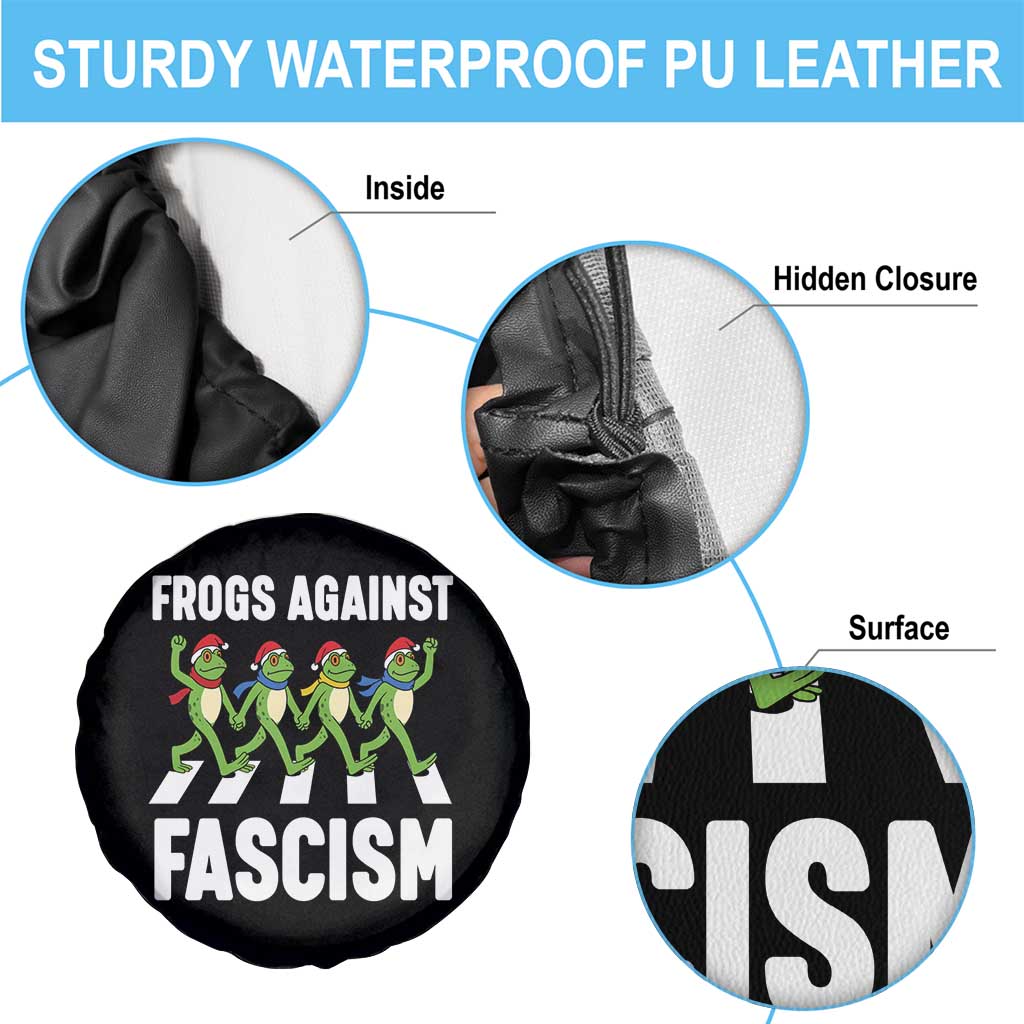 Santa Frog Against Fascism Spare Tire Cover Christmas Holiday Frogs Band Resistance Protest - Wonder Print Shop