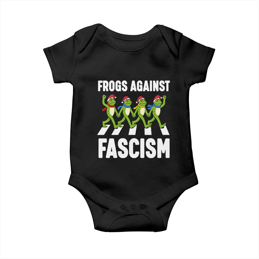 Santa Frog Against Fascism Baby Onesie Christmas Holiday Frogs Band Resistance Protest - Wonder Print Shop