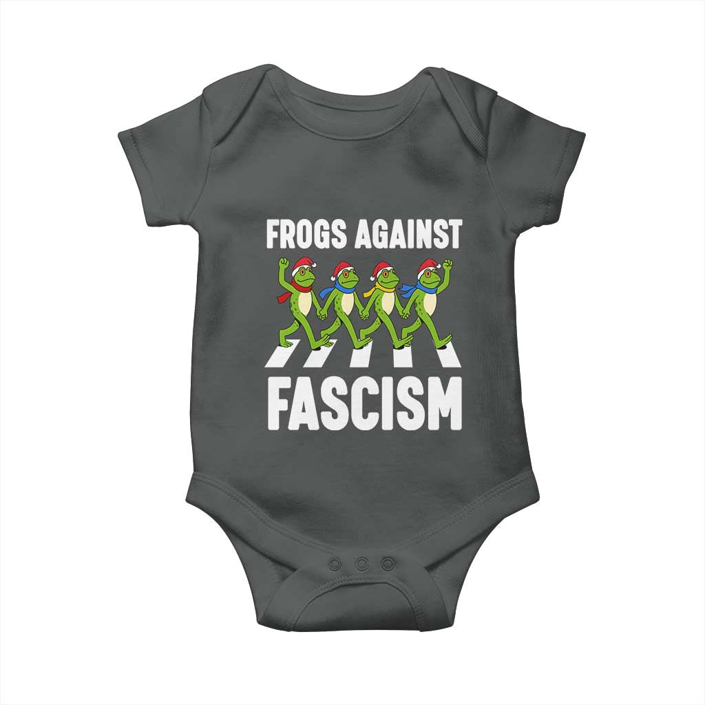 Santa Frog Against Fascism Baby Onesie Christmas Holiday Frogs Band Resistance Protest - Wonder Print Shop