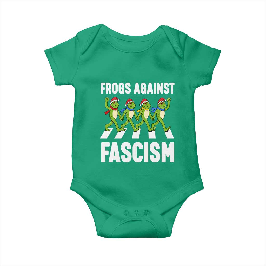 Santa Frog Against Fascism Baby Onesie Christmas Holiday Frogs Band Resistance Protest - Wonder Print Shop