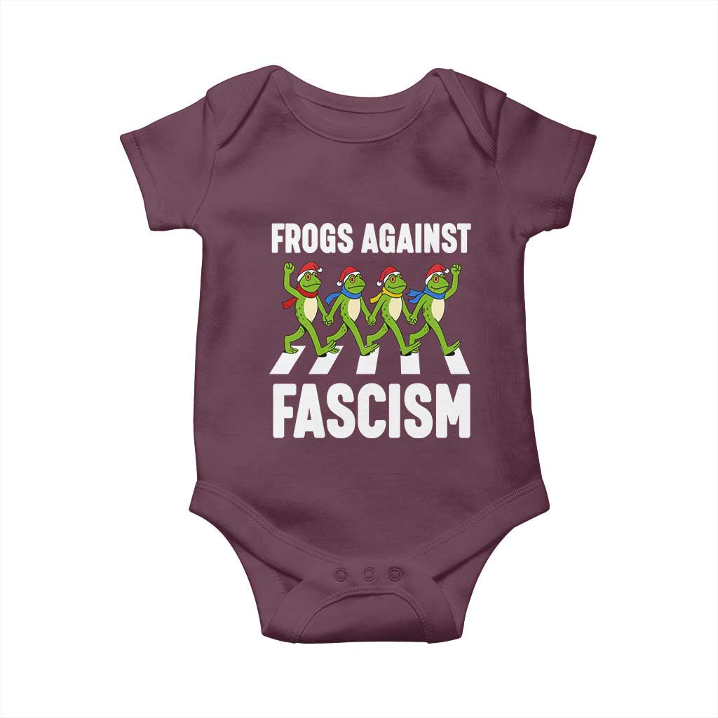 Santa Frog Against Fascism Baby Onesie Christmas Holiday Frogs Band Resistance Protest - Wonder Print Shop