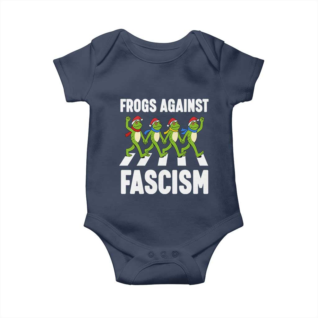 Santa Frog Against Fascism Baby Onesie Christmas Holiday Frogs Band Resistance Protest - Wonder Print Shop