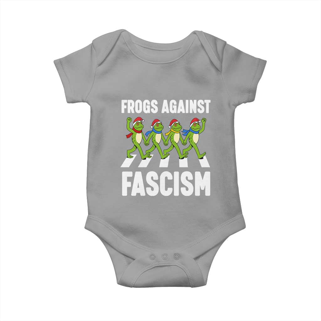 Santa Frog Against Fascism Baby Onesie Christmas Holiday Frogs Band Resistance Protest - Wonder Print Shop