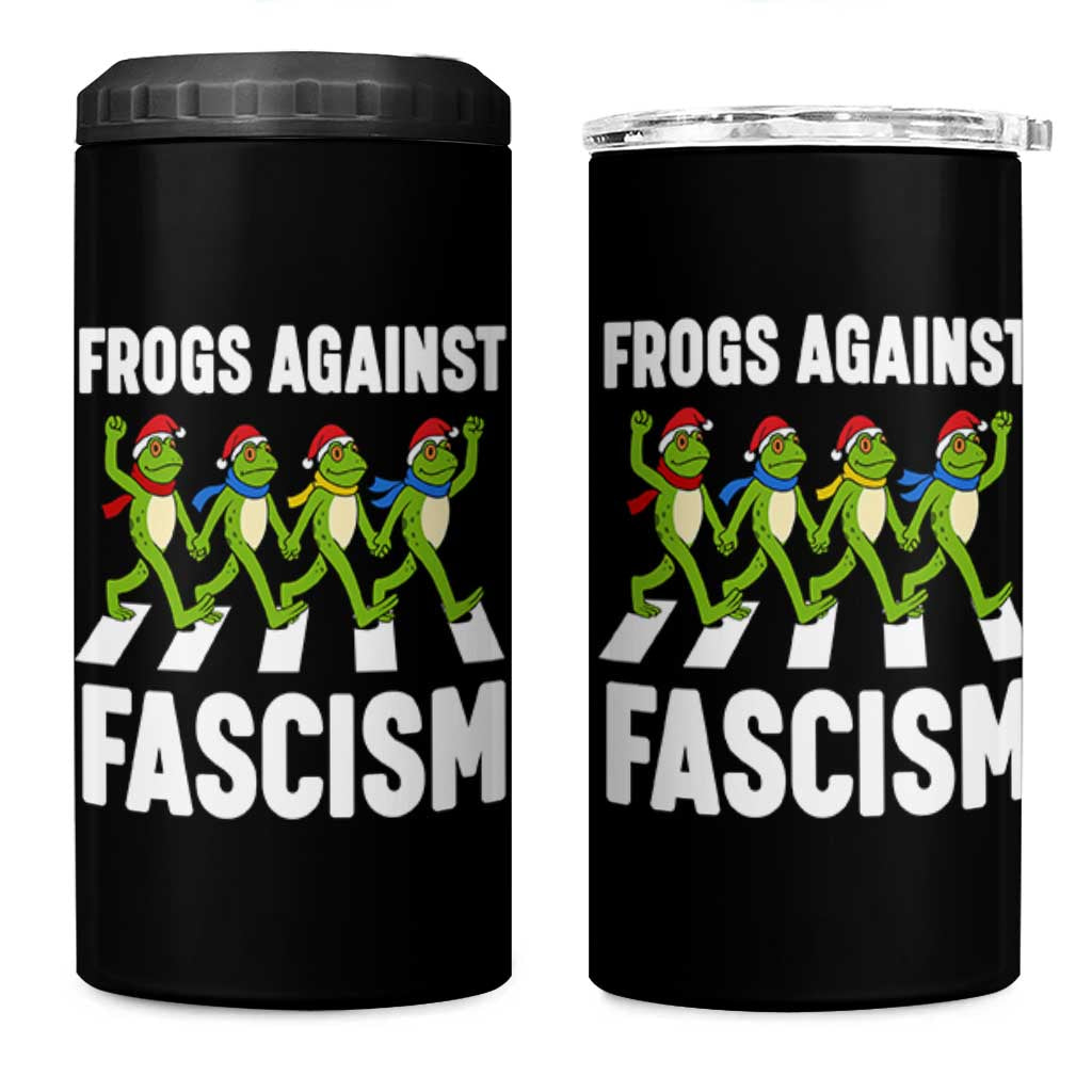 Santa Frog Against Fascism 4 in 1 Can Cooler Tumbler Christmas Holiday Frogs Band Resistance Protest - Wonder Print Shop