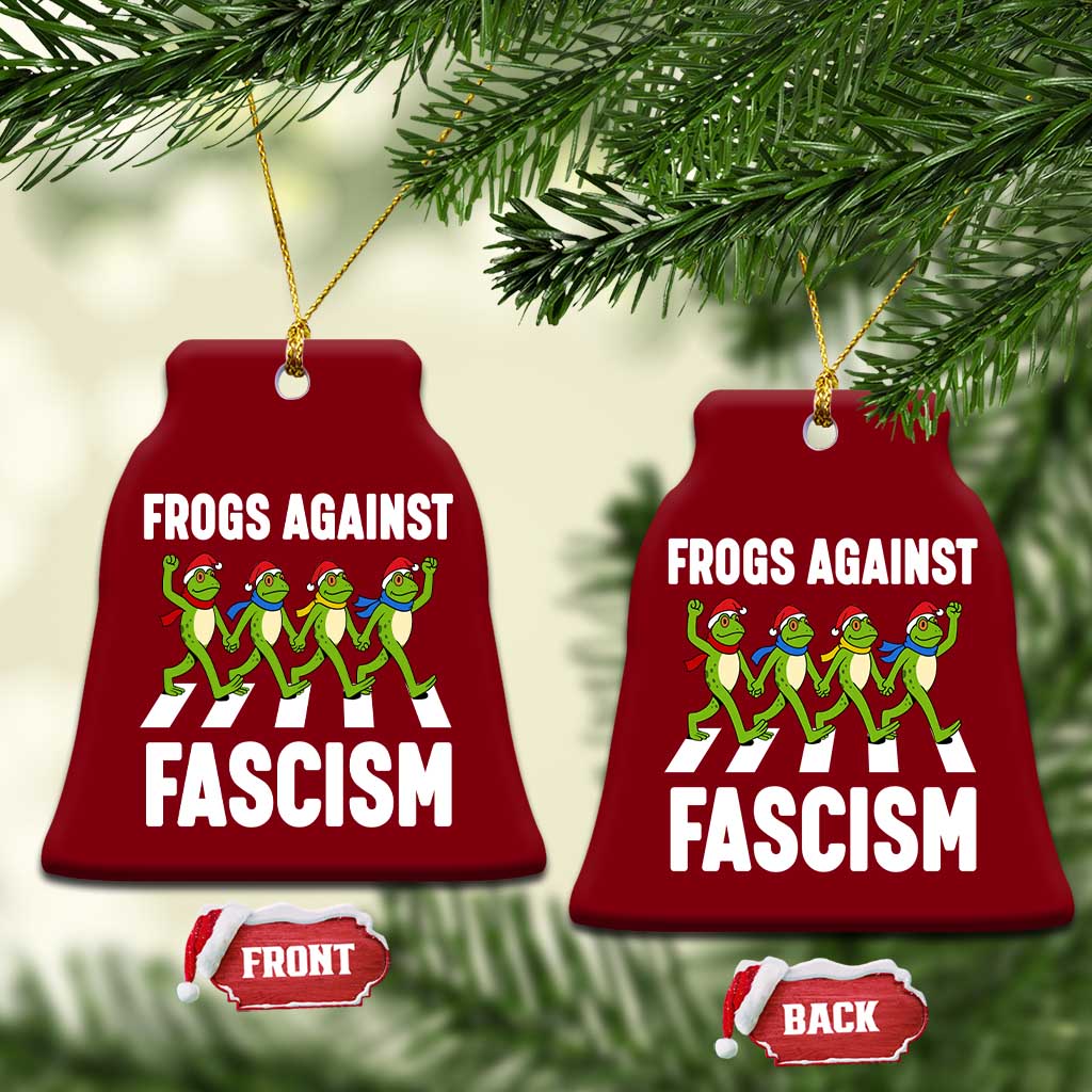 Santa Frog Against Fascism Ceramic Ornament Xmas Holiday Frogs Band Resistance Protest - Wonder Print Shop