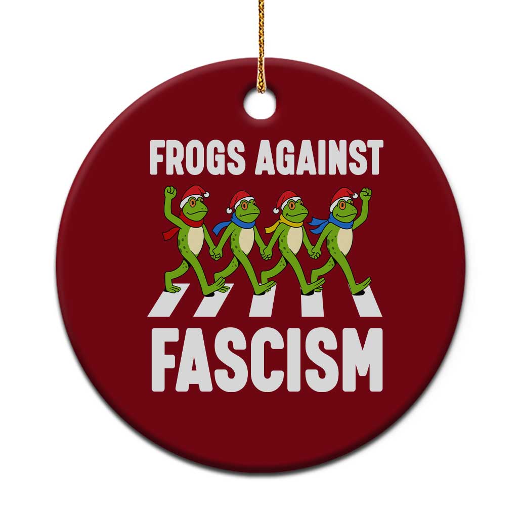 Santa Frog Against Fascism Ceramic Ornament Xmas Holiday Frogs Band Resistance Protest - Wonder Print Shop