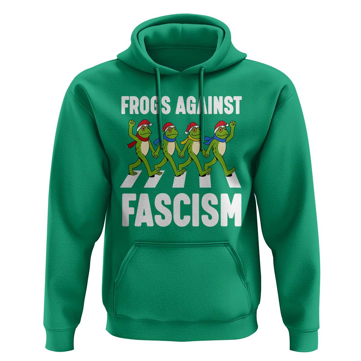 Santa Frog Against Fascism Hoodie Christmas Holiday Frogs Band Resistance Protest - Wonder Print Shop