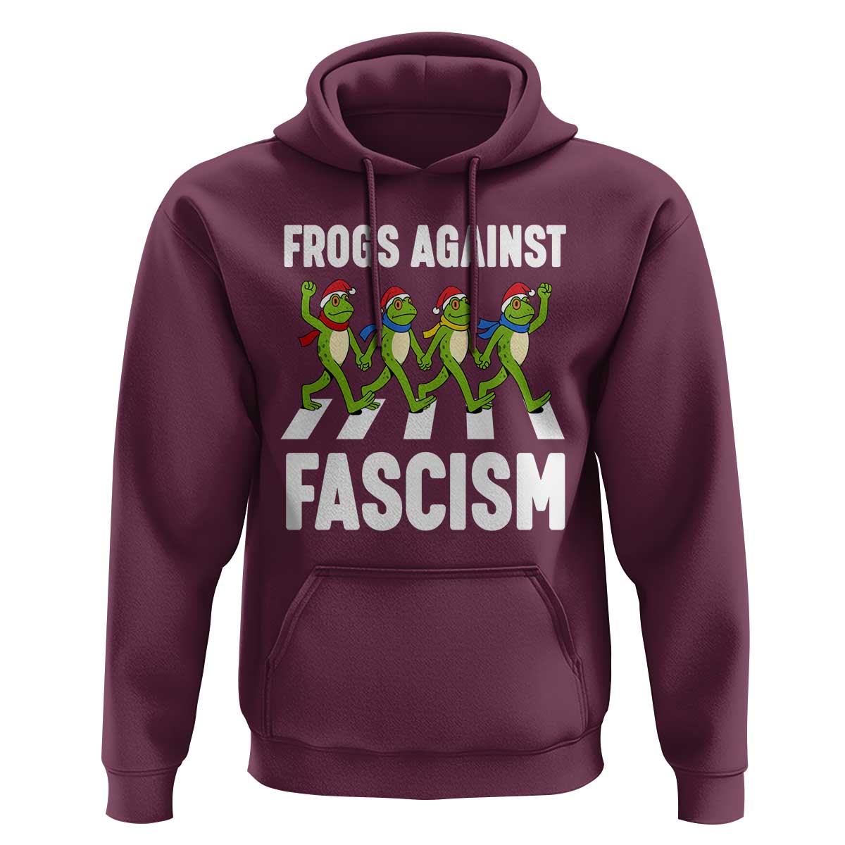 Santa Frog Against Fascism Hoodie Christmas Holiday Frogs Band Resistance Protest - Wonder Print Shop