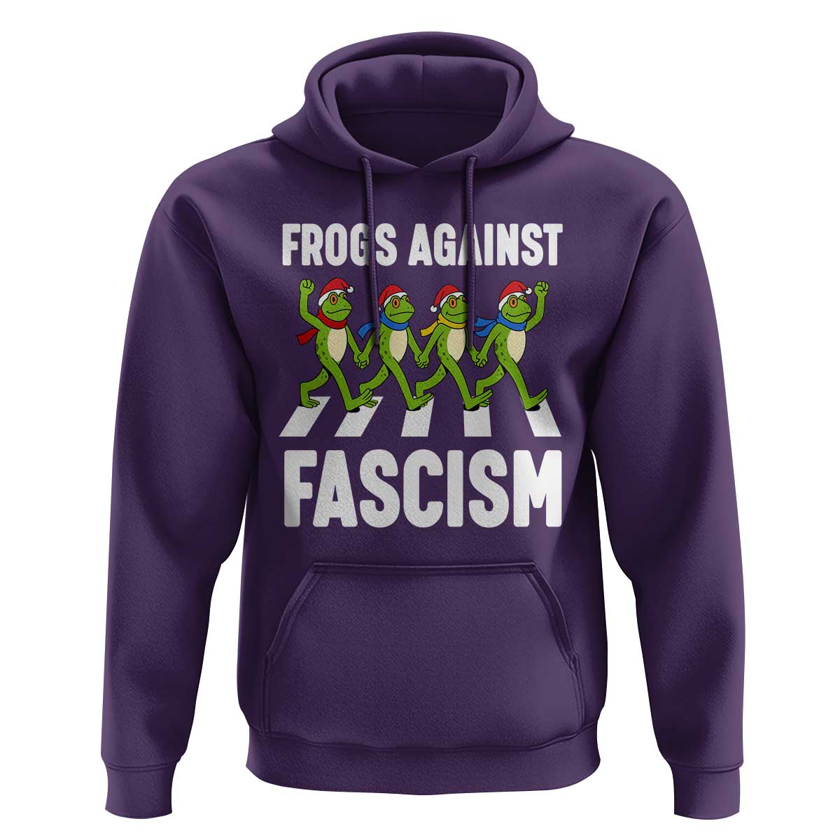 Santa Frog Against Fascism Hoodie Christmas Holiday Frogs Band Resistance Protest - Wonder Print Shop
