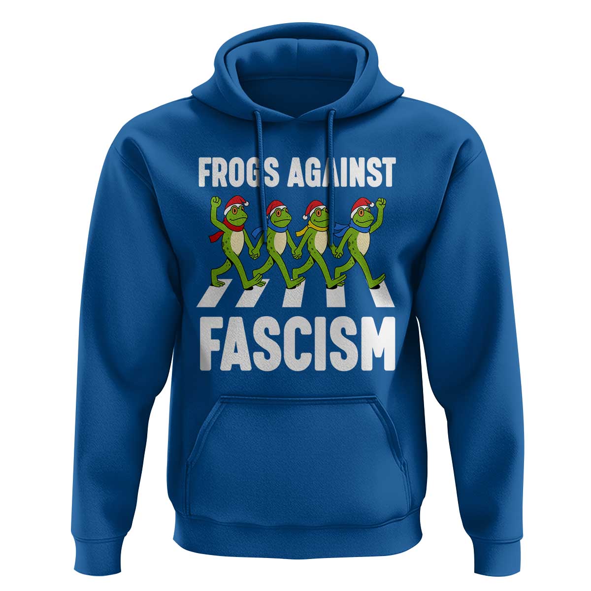 Santa Frog Against Fascism Hoodie Christmas Holiday Frogs Band Resistance Protest - Wonder Print Shop