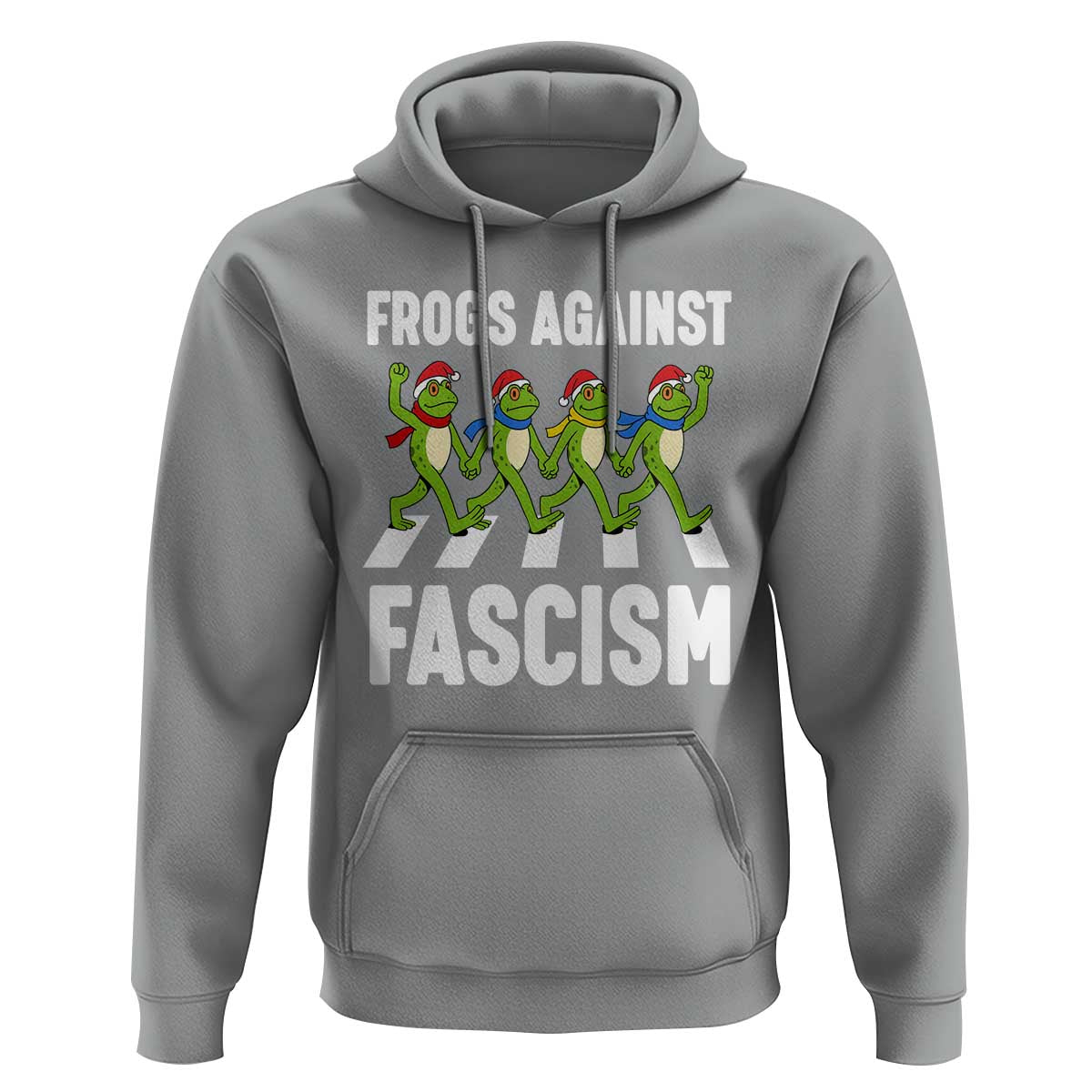 Santa Frog Against Fascism Hoodie Christmas Holiday Frogs Band Resistance Protest - Wonder Print Shop