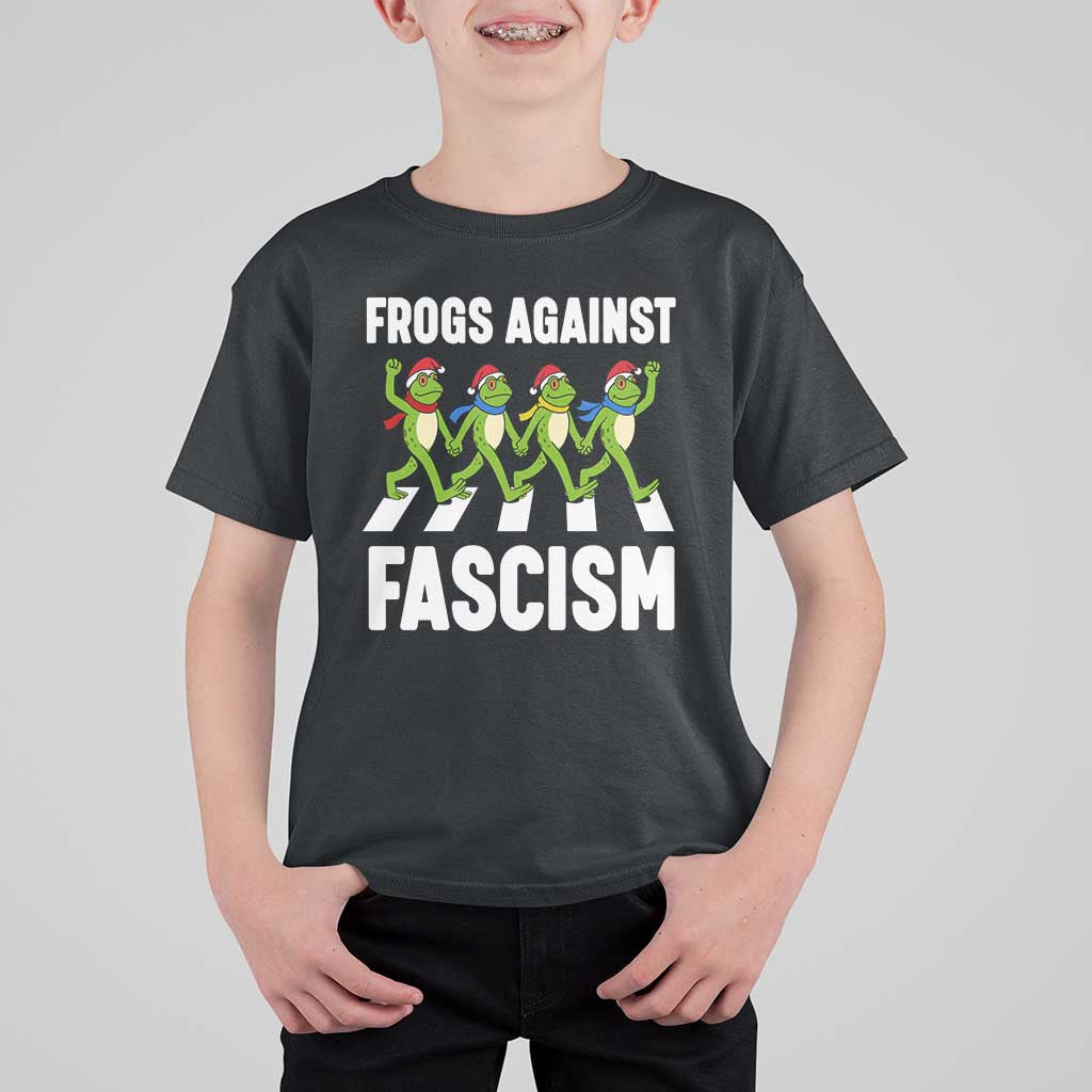 Santa Frog Against Fascism T Shirt For Kid Christmas Holiday Frogs Band Resistance Protest - Wonder Print Shop