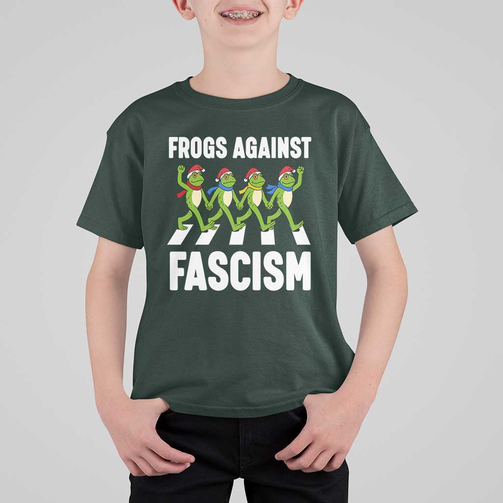 Santa Frog Against Fascism T Shirt For Kid Christmas Holiday Frogs Band Resistance Protest - Wonder Print Shop