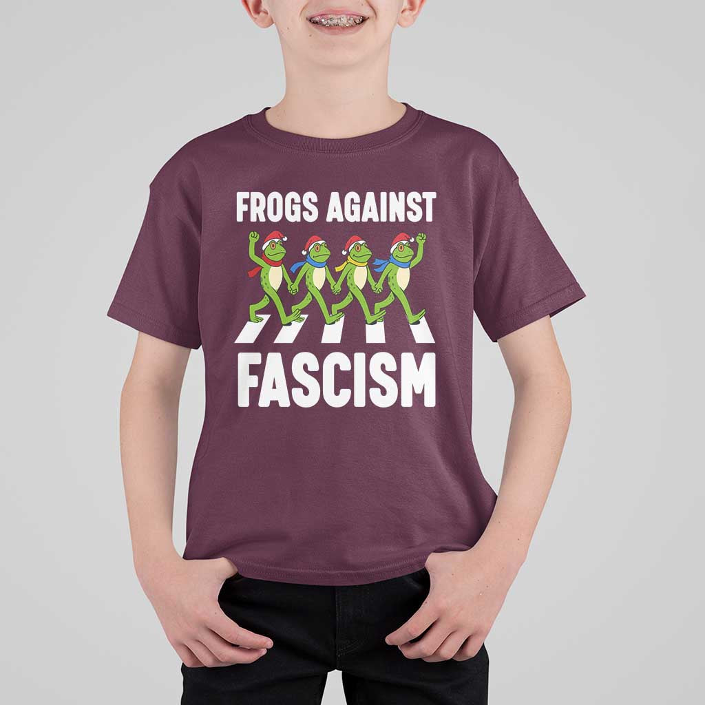 Santa Frog Against Fascism T Shirt For Kid Christmas Holiday Frogs Band Resistance Protest - Wonder Print Shop
