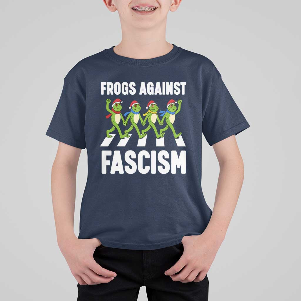 Santa Frog Against Fascism T Shirt For Kid Christmas Holiday Frogs Band Resistance Protest - Wonder Print Shop