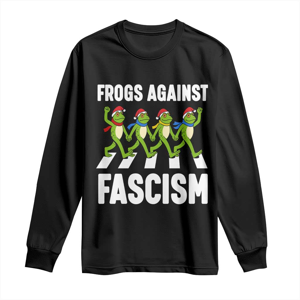 Santa Frog Against Fascism Long Sleeve Shirt Christmas Holiday Frogs Band Resistance Protest - Wonder Print Shop