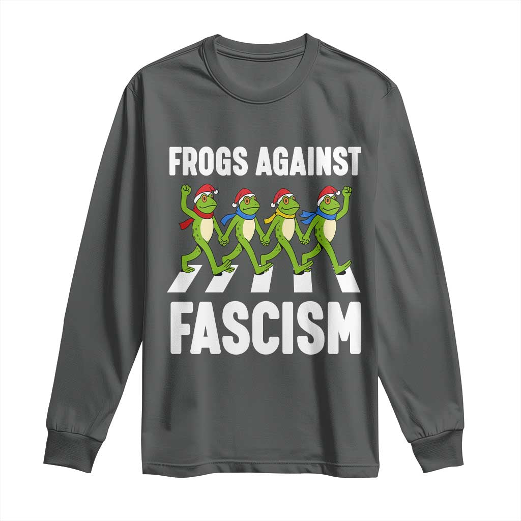 Santa Frog Against Fascism Long Sleeve Shirt Christmas Holiday Frogs Band Resistance Protest - Wonder Print Shop