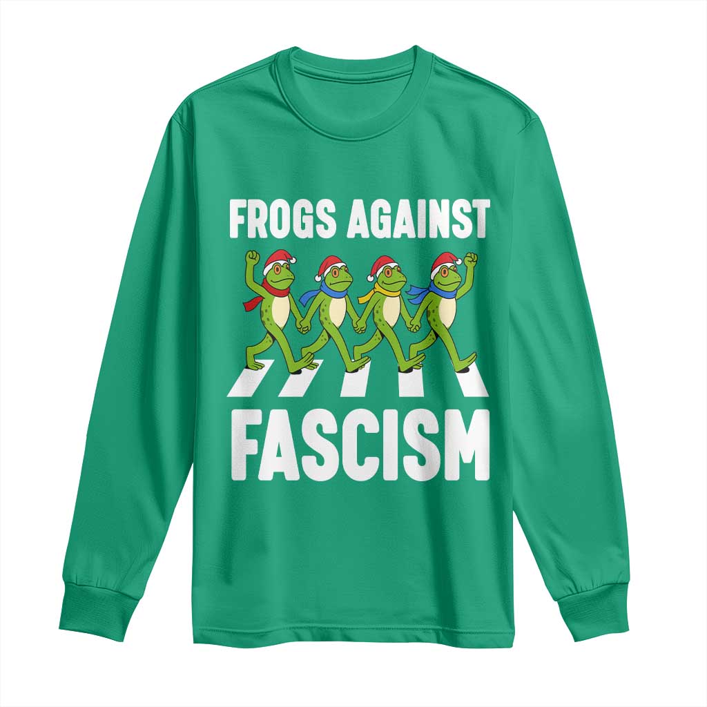 Santa Frog Against Fascism Long Sleeve Shirt Christmas Holiday Frogs Band Resistance Protest - Wonder Print Shop