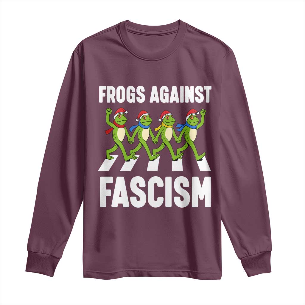 Santa Frog Against Fascism Long Sleeve Shirt Christmas Holiday Frogs Band Resistance Protest - Wonder Print Shop
