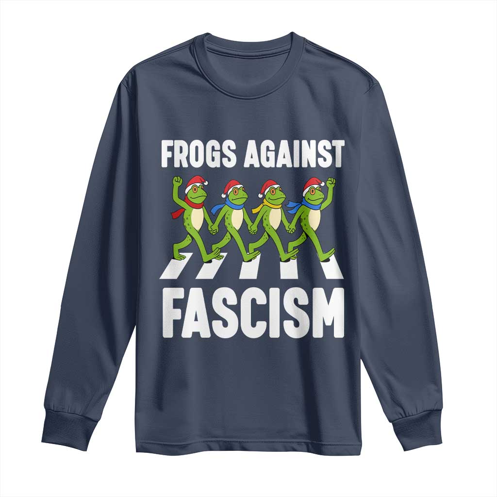 Santa Frog Against Fascism Long Sleeve Shirt Christmas Holiday Frogs Band Resistance Protest - Wonder Print Shop