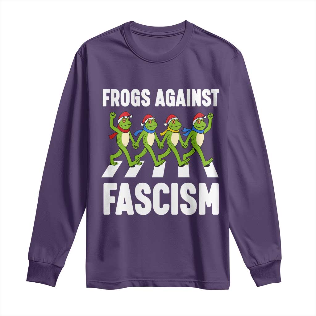 Santa Frog Against Fascism Long Sleeve Shirt Christmas Holiday Frogs Band Resistance Protest - Wonder Print Shop